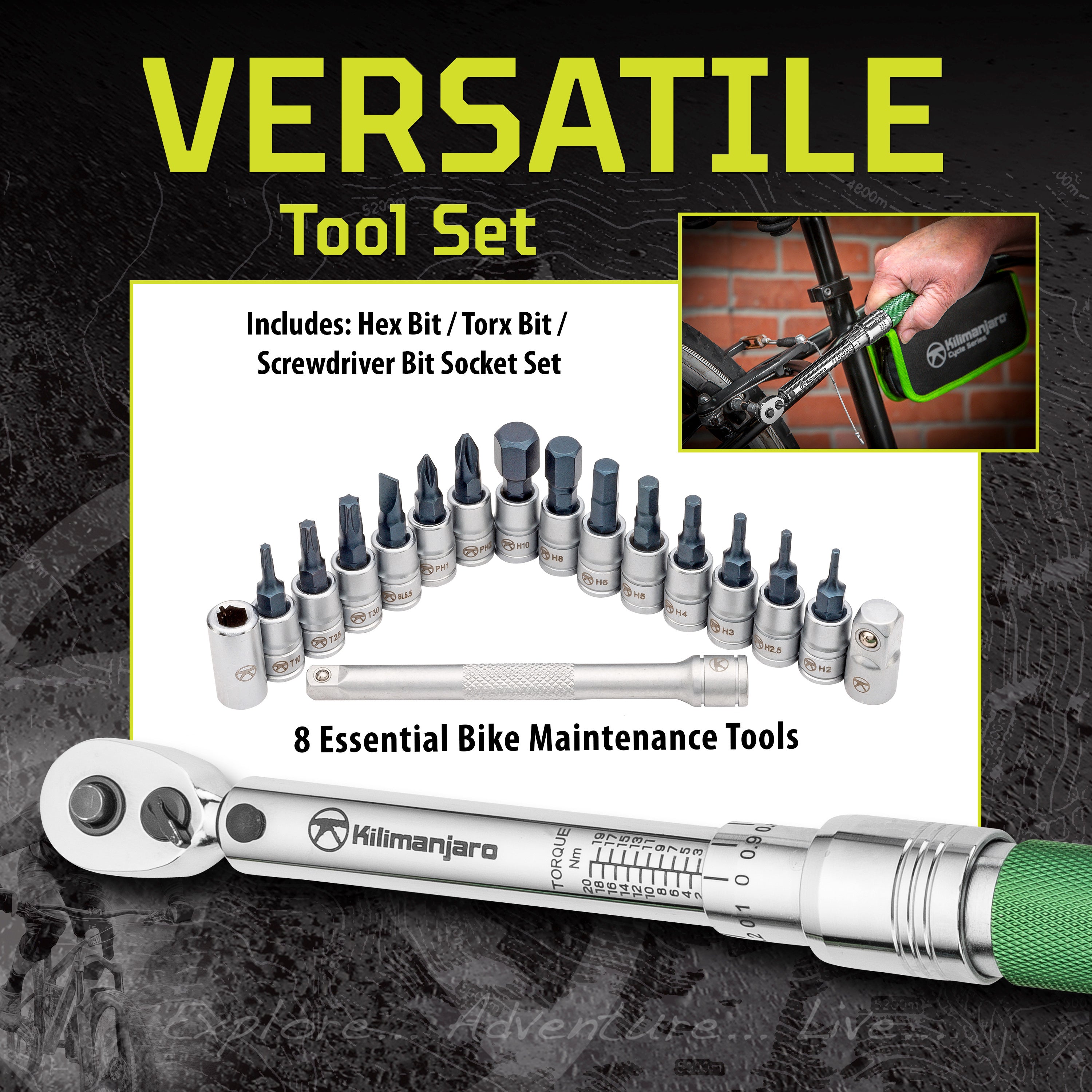 Click Torque Wrench Set 1/4-Inch Drive -2 to 20 NM